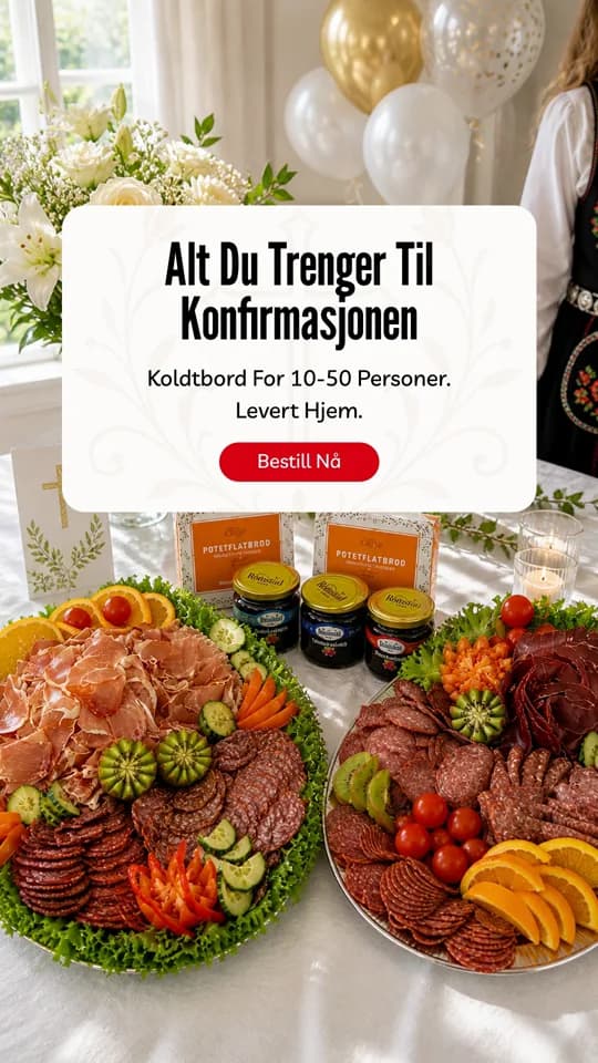 Spekebua: alt du trenger til konfirmasjonen, koldtbord for 10–50